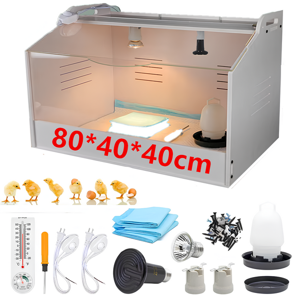80CM Chick Brooder Box Rearing Poultry Feeding Box Keep Warm Up to 35 Chicks