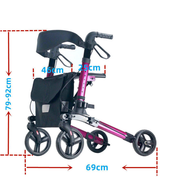2in1 Wheelchair Walking Frame Rollator Adjustable Mobility Walker Aid Wheels