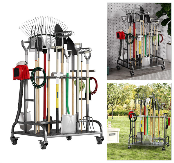 Garden Tool Storage Cart with Wheels Heavy Duty Garage Tool Storage Rack AU
