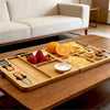 Bamboo Cheese Cutting Board Knife Gift Set Wooden Snack Serving Tray Foldable