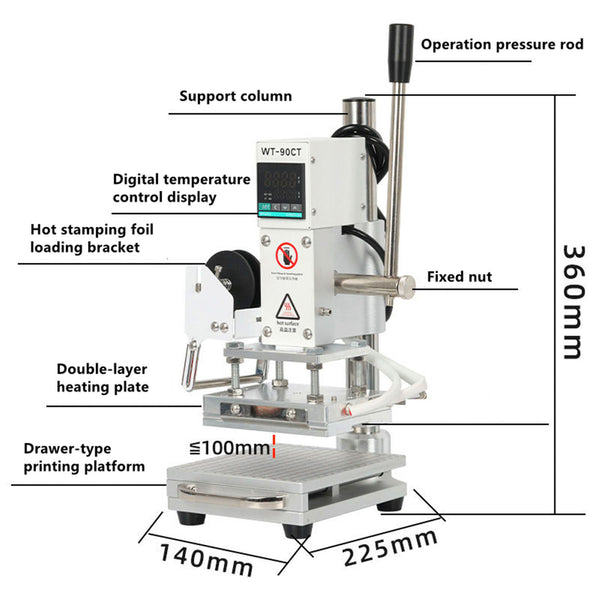 220V Hot Foil Press Stamping Machine Printer Manual Temperature Control Embosser