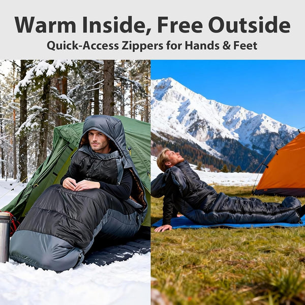 Outdoor Mummy Sleeping Bag Camping Hiking Thermal Warm w/ Compression Stuff