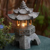 Pagoda Statues Outdoor Solar Powered Statue Zen Garden Lantern LED Garden Light