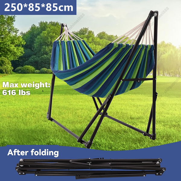 Foldable Hammock Swinging Chair Hammock With Stand Pop Up Hanging Camping Bed