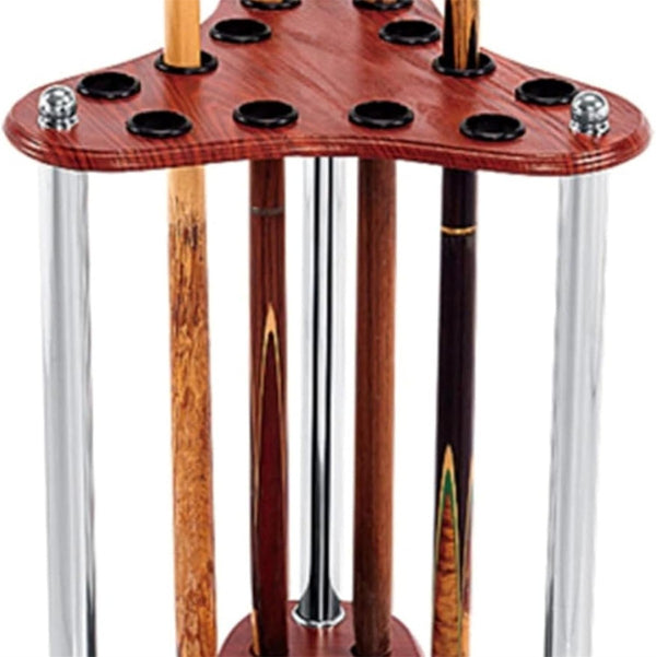 12 Cue Rack Wooden Floor Stand Corner Triangle Billiard Stick Holder Organizer