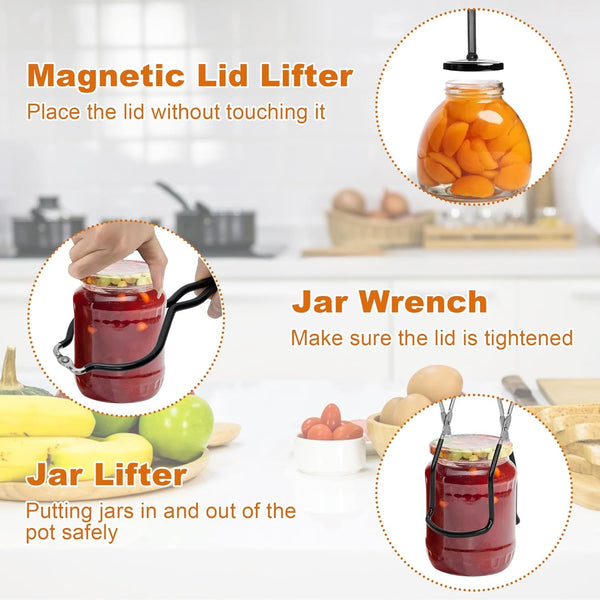 9Pcs Canning Pot Set Water Bath Canner Stainless Steel with Glass Lid 21.5 Quart