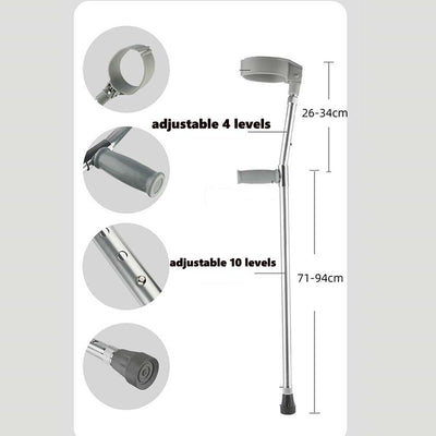 Adjustable Forearm Elbow Crutch Canadian Crutches Max 160kg Premium Durable