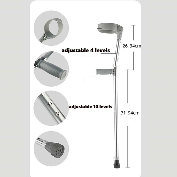 Adjustable Forearm Elbow Crutch Canadian Crutches Max 160kg Premium Durable