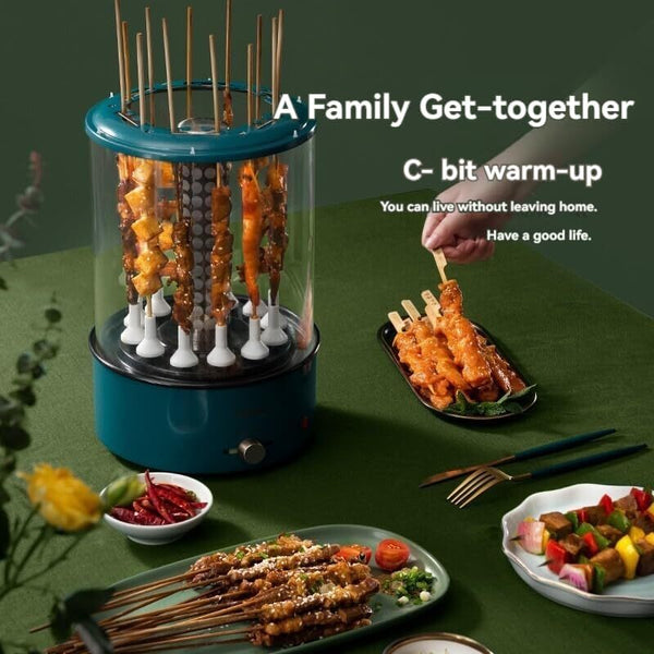 Electric Grill Barbecue Auto Rotating Smokeless Oven Kebab BBQ Machine w/ Skewer