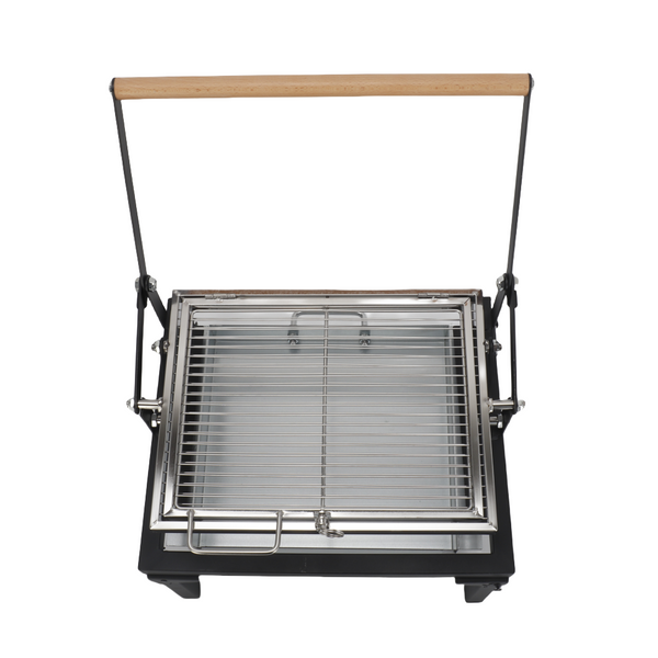 Portable 360°Rotating Charcoal Grill with Flipping Basket Folding Barbecue Grill
