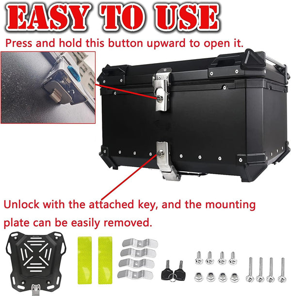 Top Box Motorcycle Luggage Case 65L Universal For BMW Suzuki Harley Honda Yamaha