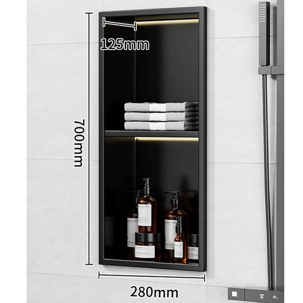 Shower Niche With LED Light Strips Shower Cabinet Bathroom Shelf 700x280x125mm
