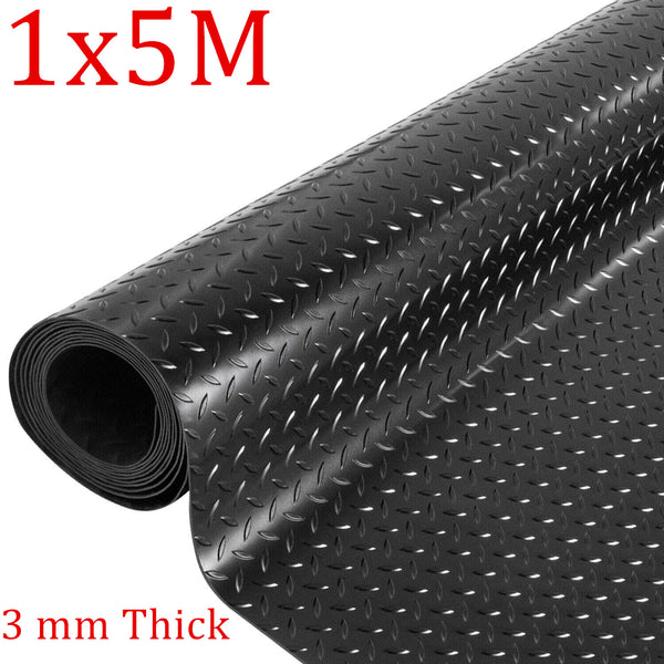 Diamond-Plate Rubber Flooring Roll 3mm Thick Garage Floor Mat 1*5M Anti-Slip