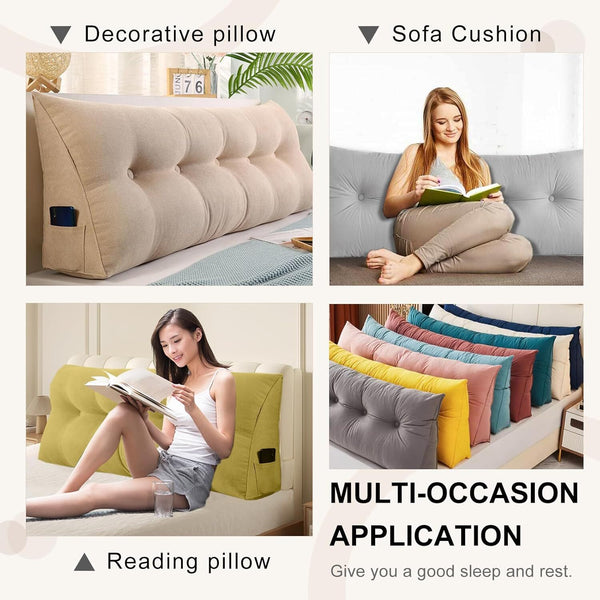 120/150cm Wedge Pillow Headboard Triangular Reading Pillow Detachable & Washable