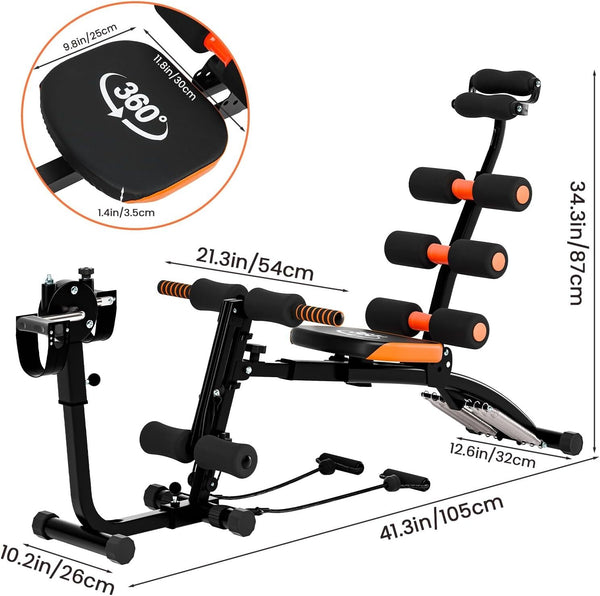 23 in 1 Home Gym Abdominal Machine Core Workout Equipment Foldable & Adjustable