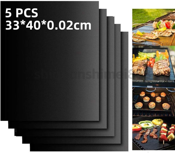 5Pcs/set Reusable BBQ Grill Mat Bake Cooking Sheet Non-Stick BBQ Pad