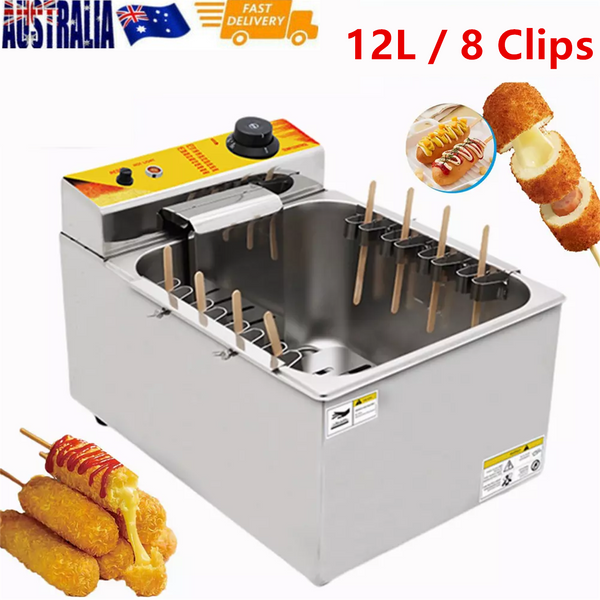 Commercial Electric Deep Fryer 12L Cheese Hot Dog Fryer Corn Dogs&Chip Cooker