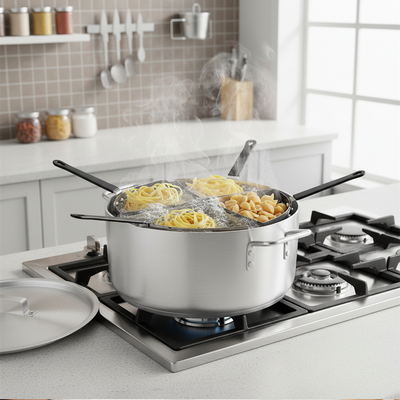 20 Quart Pasta Pot Fryer Pot OR Stainless Steel Pasta Pot Strainer Basket
