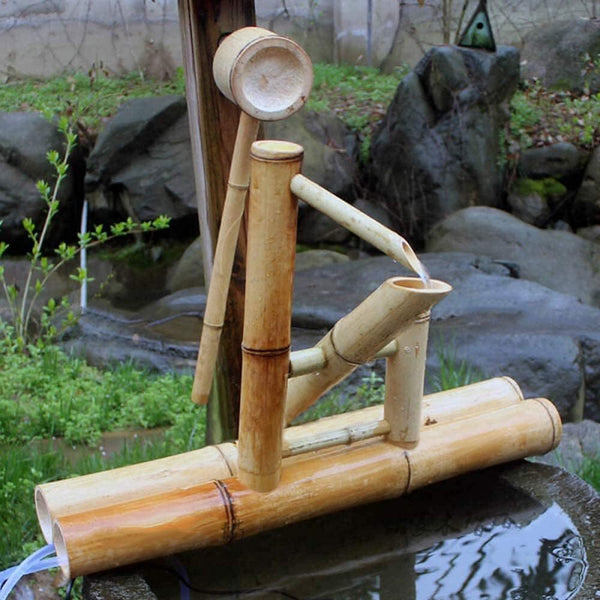 Bamboo Fountain with Pump Japanese Rocking Fountains Kit Bamboo Water Fountain