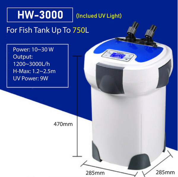Aquarium Fish Tank Filter External Canister 3000L/H Aqua Water Pond Pump Filter