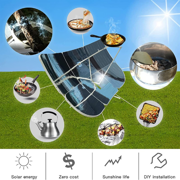 2200W Solar Cooker Stove Portable Sun Oven Outdoor Camping Picnic BBQ 1.25x1.8M