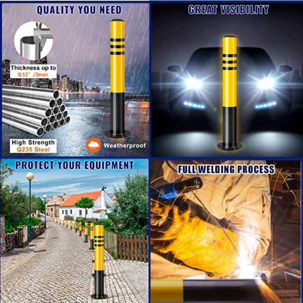 60cm Pipe Steel Yellow Safety Bollards Parking Barrier Post with Bolt  AU