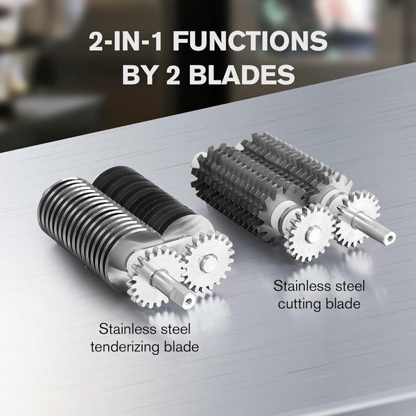 2-in-1 Meat Tenderizer Tool Stainless Steel Manual Cuber & Beef Jerky Slicer Set