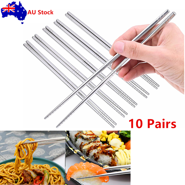 10/20 Pair Stainless Steel Chopsticks Asian Japanese Chopsticks Non-slip Cutlery
