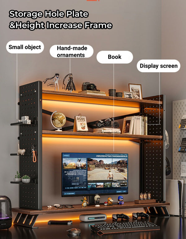 Computer Desktop Bookshelf 2-Tier Hutch Bookcase Organizer for Home Office Dorm