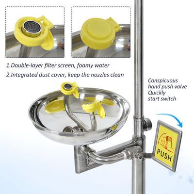2 In 1 Emergency Eye Wash Shower Station Combination Washer Station First Aid