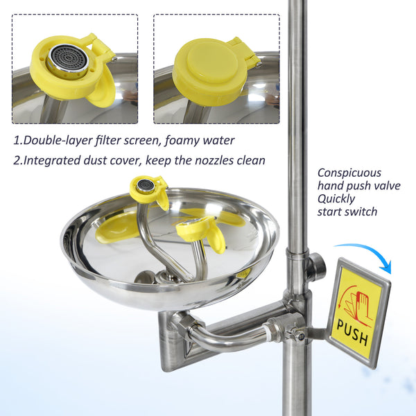2 In 1 Emergency Eye Wash Shower Station Combination Washer Station First Aid
