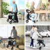 2in1 Wheelchair Walking Frame Rollator Adjustable Mobility Walker Aid Wheels