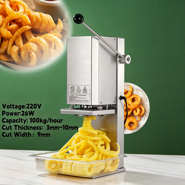 Automatic Potato Cutter Machine Spiral Potato for Curly Chips French Fries