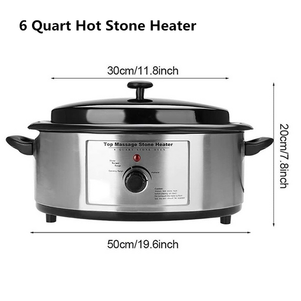 6 Quart Hot Stone Heater Kit Massage Stone Warmer With 27 Basalt Stones For SPA