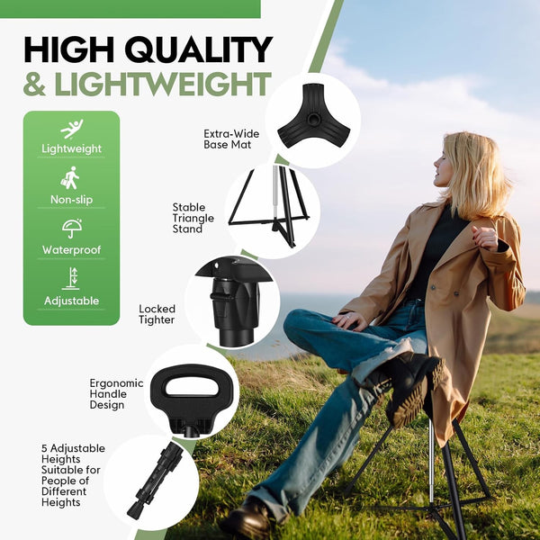 Hiking Trekking Poles Walking Stick With Seat Anti Shock Adjustable Camping Cane