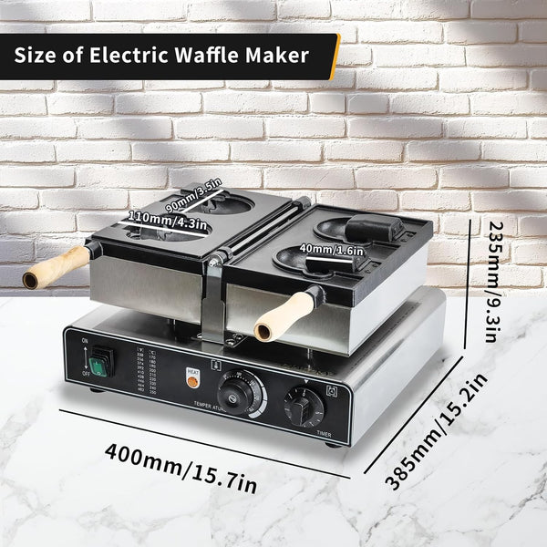 2PCS Bear Shaped Waffle Commercial Waffle Maker Waffle Baker Machine 1800W