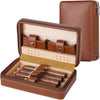 4-Finger Cigar Humidor Travel Cigar Case Holder Storage Wood Leather Box Gift AU
