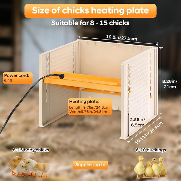 25W Chick Brooder Heating Plate Chicken Coop Heater Warmer 10-65℃ 3-Sided AU