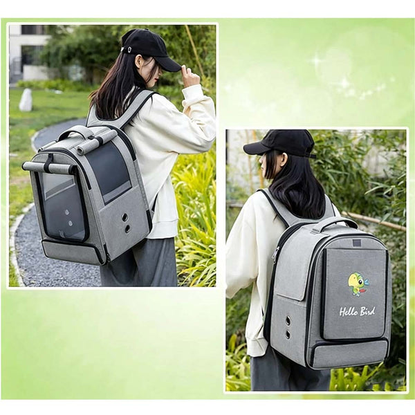 Bird Travel Backpack  Bird Cage with Perch and Food Bowl Breathable Travel Cage