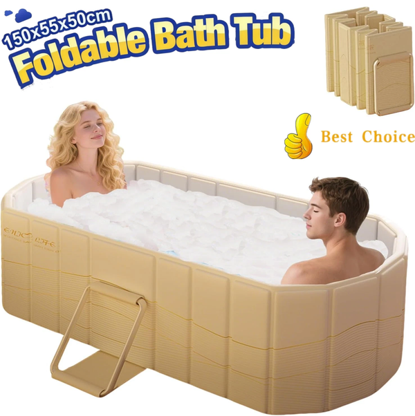 59'' Foldable Portable Large Bathtub Water Tub Folding PVC Adult Spa Bath Bucket