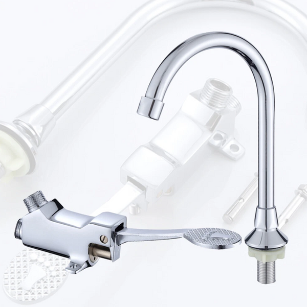 Foot Pedal Tap Control Switch Floor Sink Faucet Valve Full Sets Hands Foot Valve