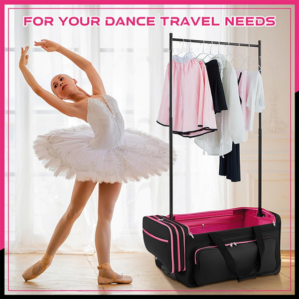 24inch Dance Bag Suitcase Garment Rack Duffel Rolling Luggage Upright Storage
