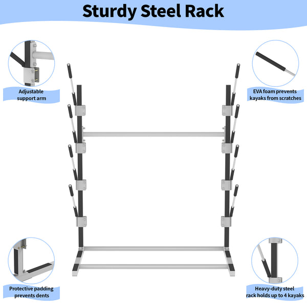 4-Boards Surfboard Storage Rack Surfboard Metal Rack for Kayak SUP Wakeboard