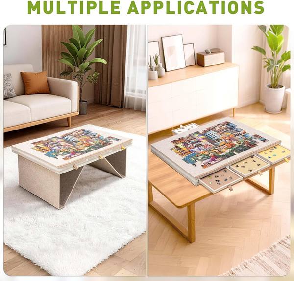 1500 Pieces Jigsaw Puzzle Table Tilting Puzzle Board with Cover Foldable Boards