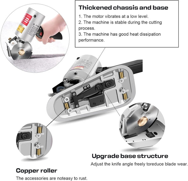 Electric Cloth Cutter Fabric Cutting Machine Round Blade Octagonal Knife 90mm
