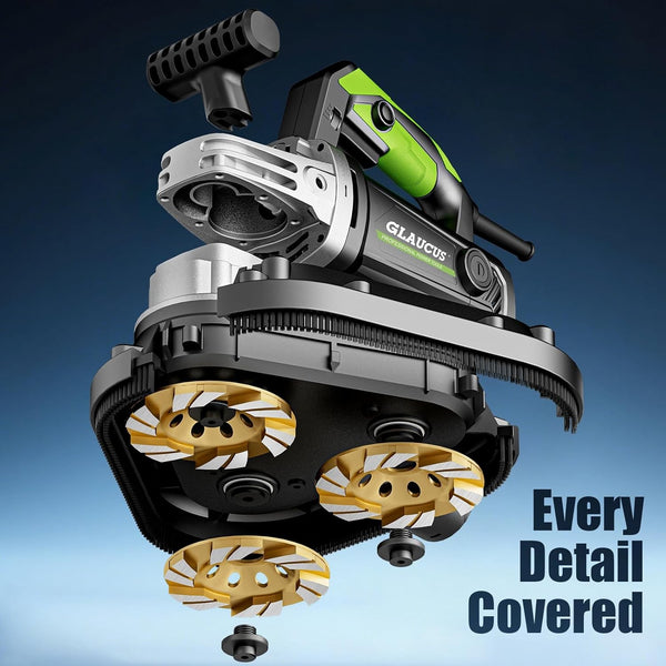 4"x3 Concrete Floor Grinder 3-Head 6 Speed Hand-held Smoothing Sander Polisher