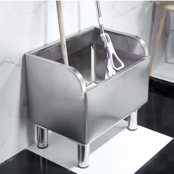 Commercial Mop Sink Stainless Steel Utility Sink Floor Mounted 45*41*55cm w/Leg