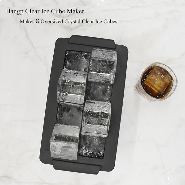 Clear Ice Cube Tray for Whiskey 2 Inch Clear Ice Cube Maker - Silicone Lar