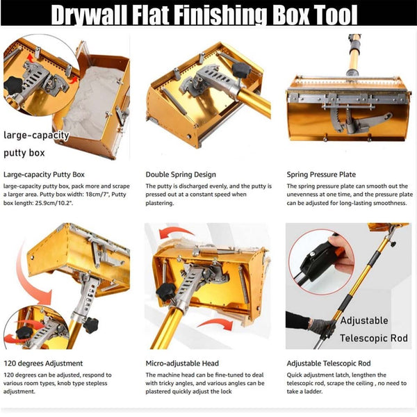 Wallboard Finishing Box Putty Powder Scraper Wall Plastering Flat Box w/Handle