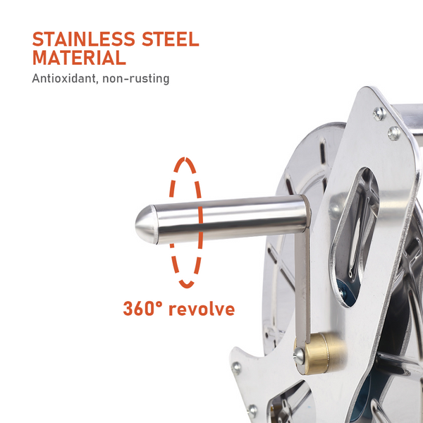 1/2'' X 60M Water Hose Reel Rack Stainless Steel Portable Pipe Holder Storage AU
